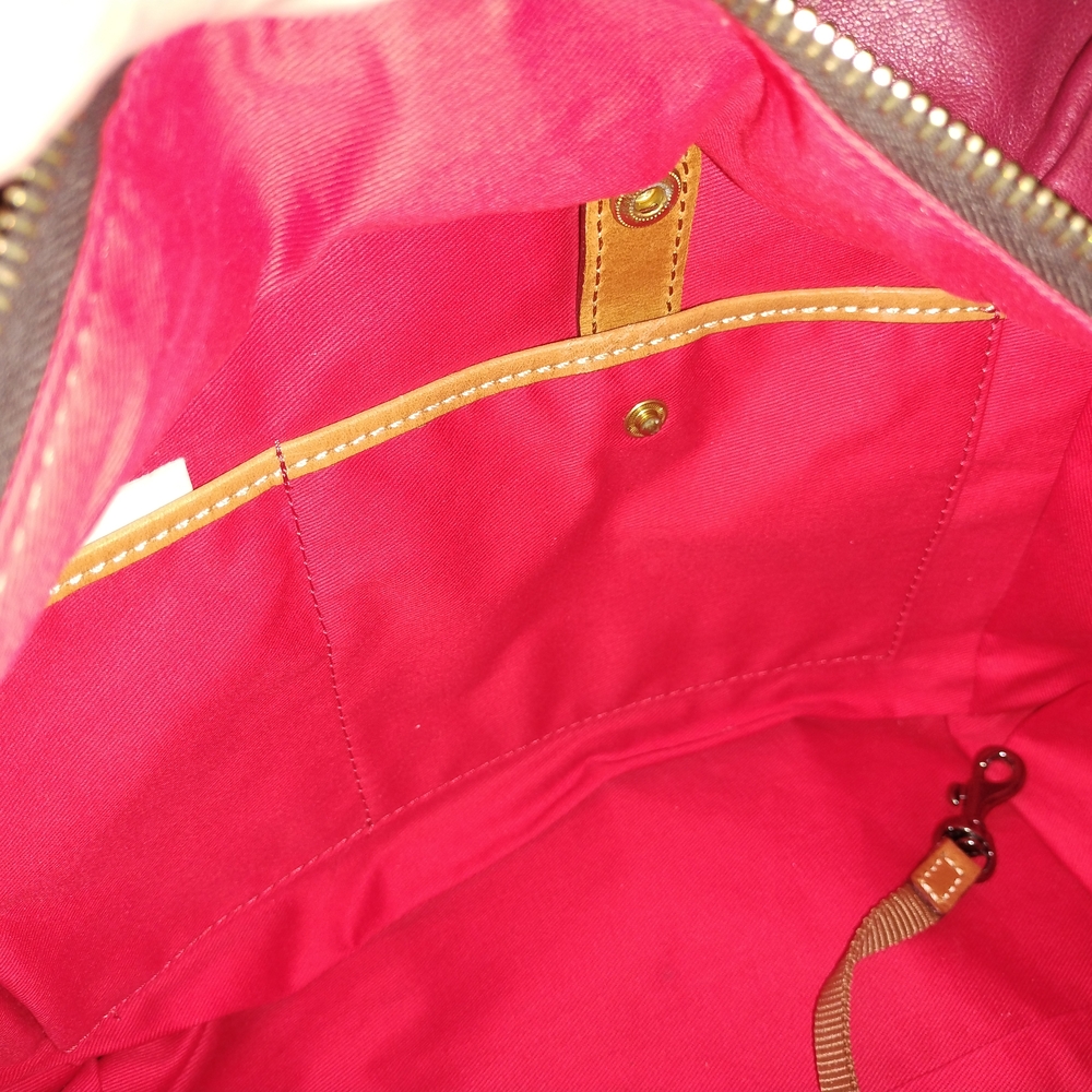 Dooney & Bourke Lambskin Leather Duffle Satchel in Raspberry - Picture 8 of 10